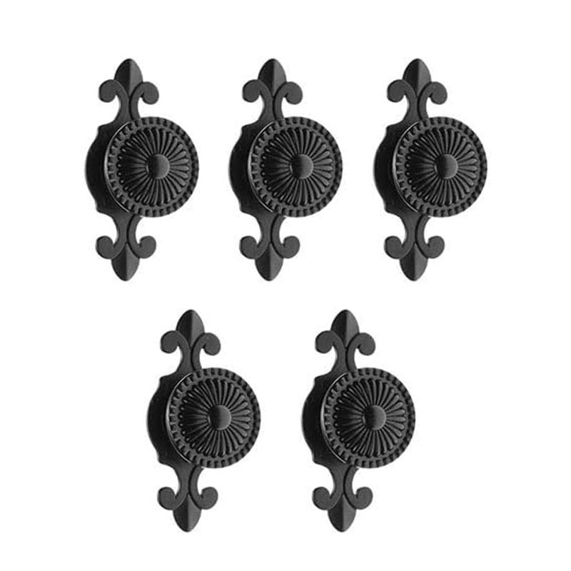 MUXSAM Kitchen Cabinet Knobs Pulls with Backplate, 2 in 1 Retro Round Metal Knob Pull Handle for Antique Dresser Drawer Cabinet Cupboard Wardrobe Door Room Hardware Decoration (5-Pack, Black) - Image 1